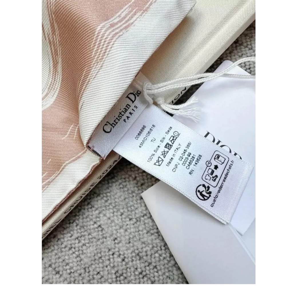 Dior Pink and White Logo Twilly Scarf-2506 - Picture 3 of 5